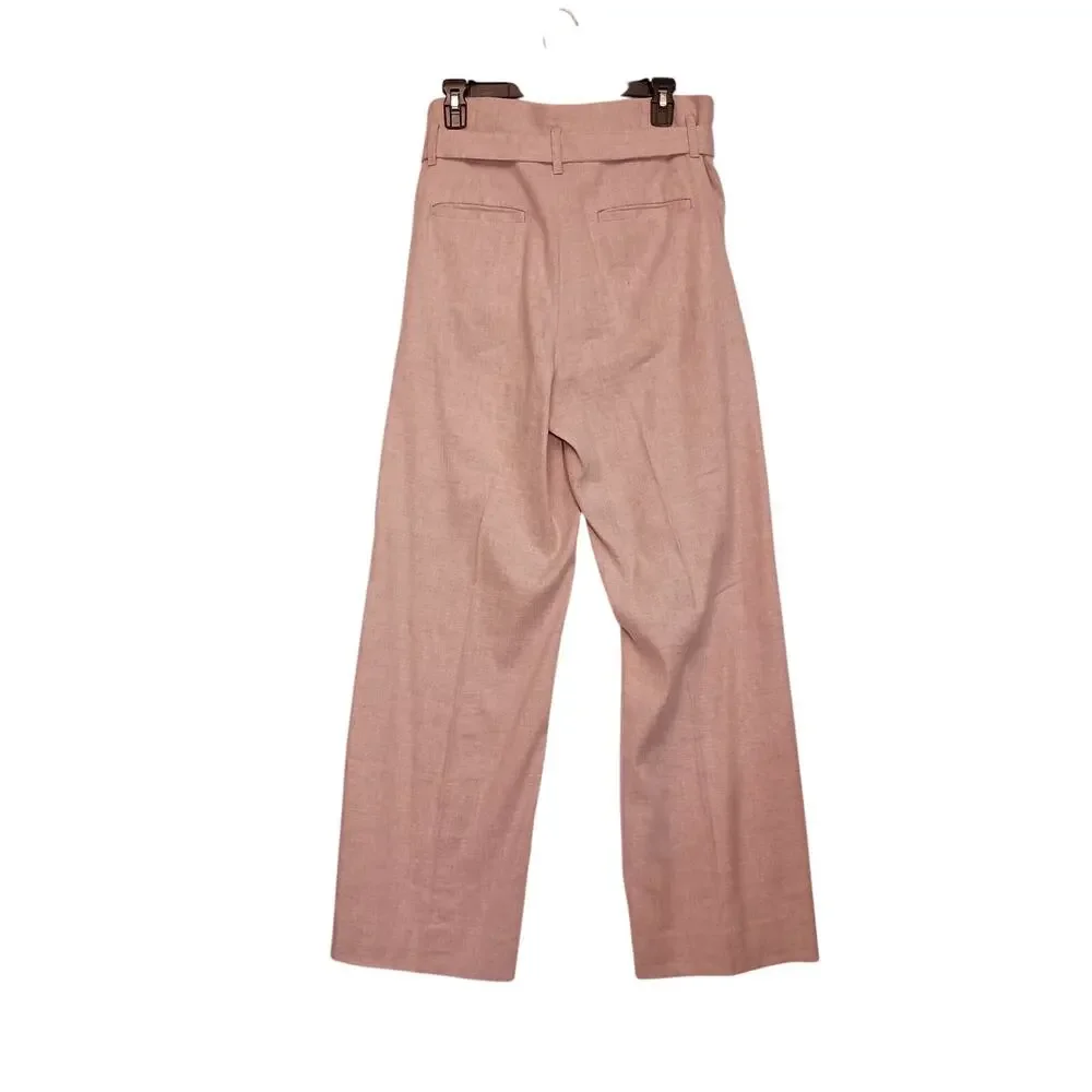 Banana Republic Linen Blend Pants High Waisted Sash Belt Front Pockets Ladies 10